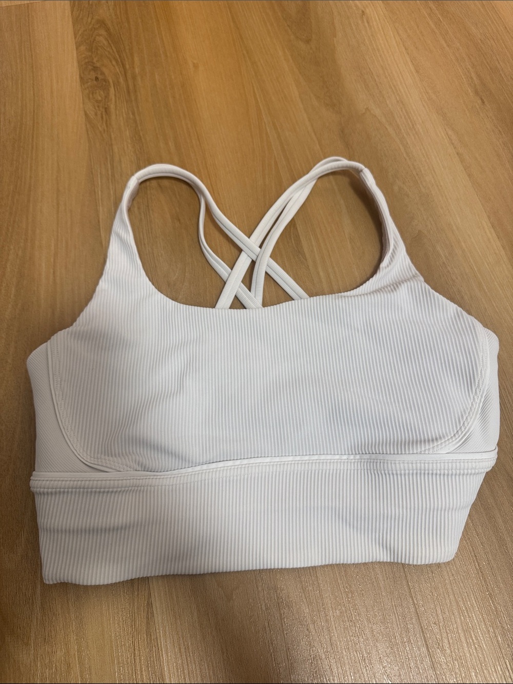 lululemon athletica White Ribbed Crossback Sports Bra